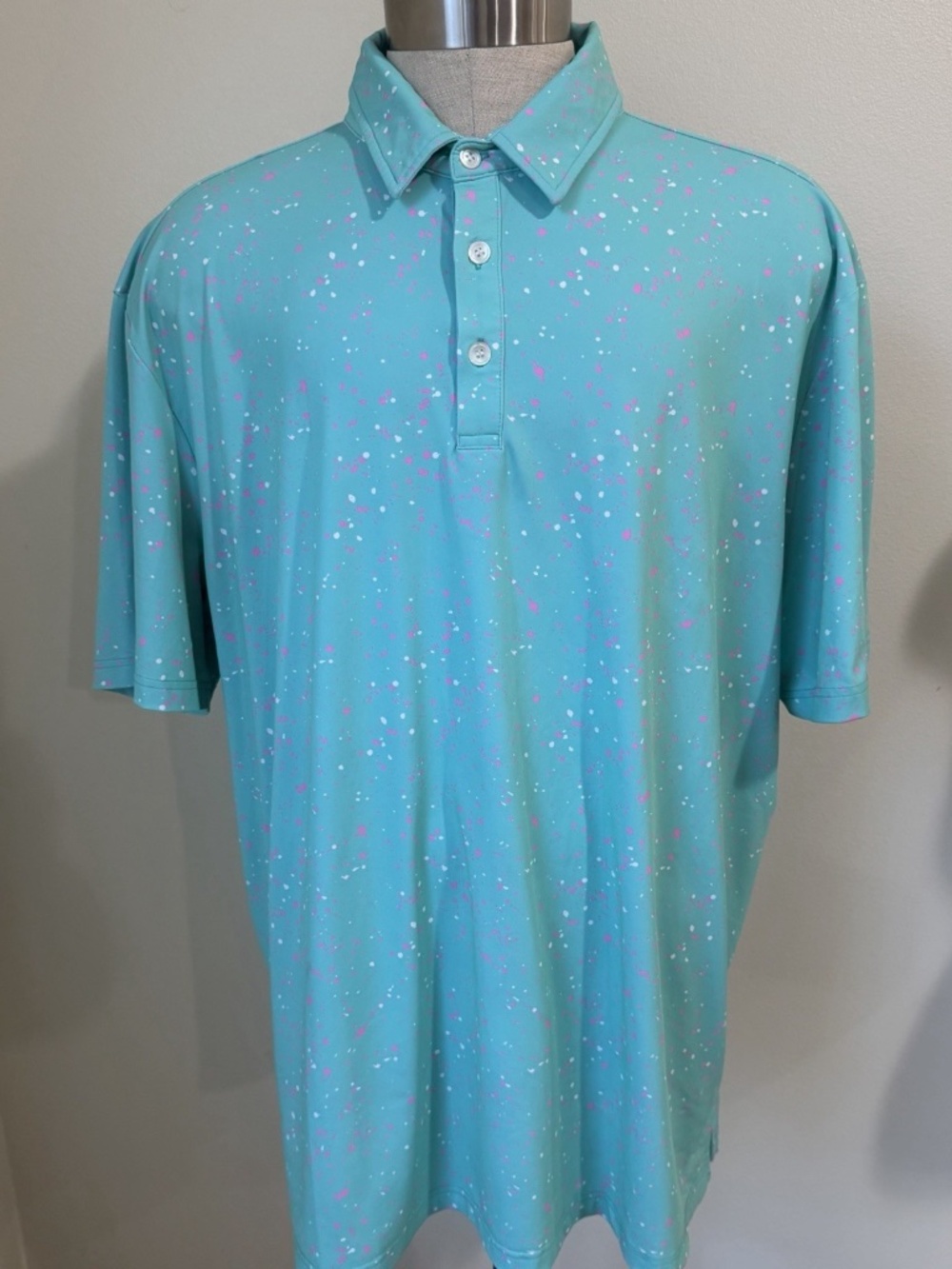 Sunday Swagger Shirt Mens XXL Green Splatter Golf Polo Performance Stretch